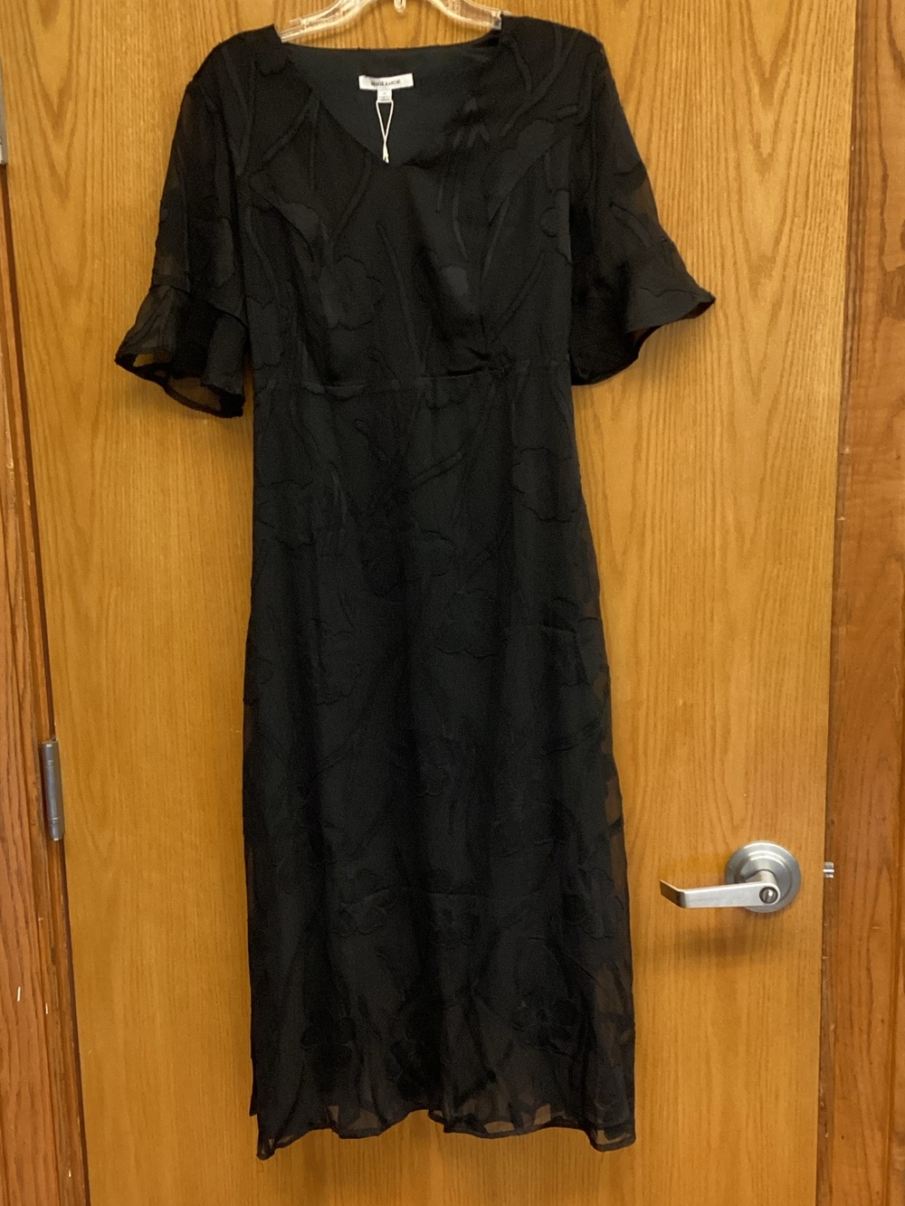 MS Glamour Black Floral-Textured Maxi Dress